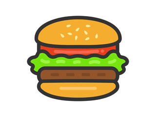ハンバーガー（線画）のイラスト