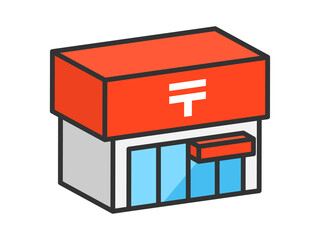 郵便局（3D線画）のイラスト