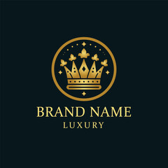 Obraz premium Vector modern golden crown luxury logo royal king queen logo 