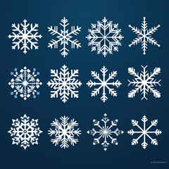 Fototapeta na wymiar Snowflakes set. Snowflakes isolated on a blue background. Vector illustration. 