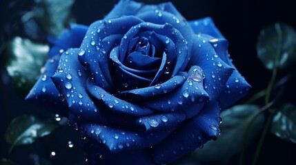 A close-up view of the delicate petals of a Blue Moon Rose, showcasing its intricate details and deep blue color.
