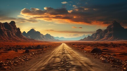 Fototapeta na wymiar a road that goes through the desert