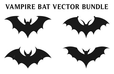 Fototapeta premium Scary Bat Vampire silhouettes, Halloween bat flying silhouettes vector