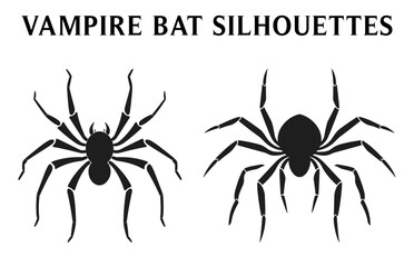 Spider silhouettes vector Clipart set, Scary spider black silhouette Set