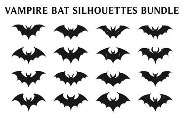 Scary Bat Vampire silhouettes, Halloween bat flying silhouettes vector
