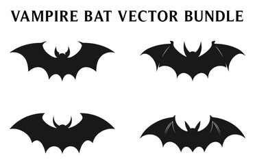 Fototapeta premium Scary Bat Vampire silhouettes, Halloween bat flying silhouettes vector