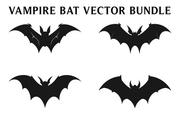 Scary Bat Vampire silhouettes, Halloween bat flying silhouettes vector