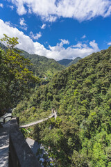 Pailon del Diablo (Devil's Cauldron) amazing waterfall near Banos town, Ecuador.