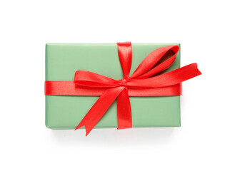 Beautiful Christmas gift box on white background
