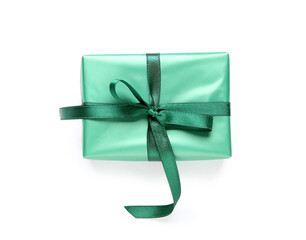 Beautiful Christmas gift box on white background