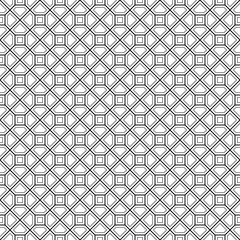 Repeated color polygons on black background. Symmetric geometric figures wallpaper. Seamless surface pattern design with pentagons and squares. Tiles motif. Digital paper for textile print. Vector art