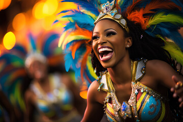 Capturing the Essence of Rio's Night: The Vibrant Rhythm and Passion of Samba Dancers in...
