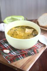 soup with bread on the table