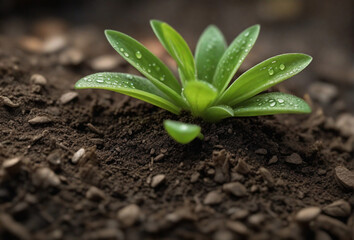 Young sprout in fertile soil