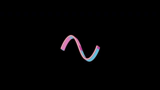 Bright wave sine icon is jumping merrily. Retro style. Alpha channel black. Looped from frame 120 to 240, Alpha BW at the end