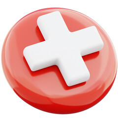 Fototapeta premium Plus sign cross symbol 3d illustration on transparent background