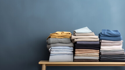 Assortment of blue textiles on a serene blue-gray background.