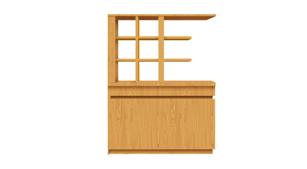 wooden showcase cabinet on the white background	