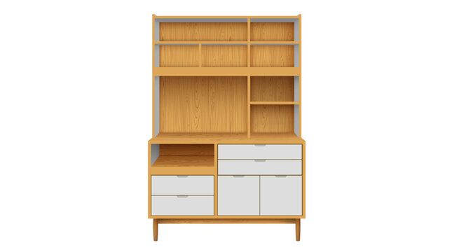 wooden showcase cabinet on the white background	
