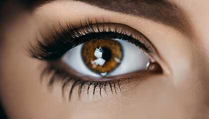 Close up detail beautiful female eye macro, fashion naturel makeup.