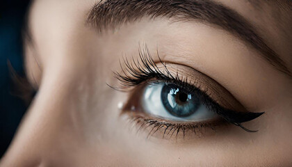 Close up detail beautiful female eye macro, fashion naturel makeup.