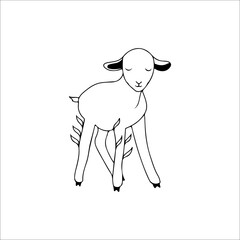 vector illustration of goat with leaves concept
