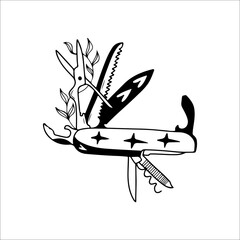 vector illustration of multi-purpose scissors tool