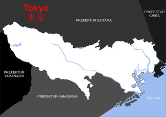 Obraz premium Tokyo map black and white pattern