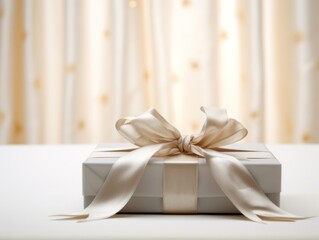 White gift box on the table.