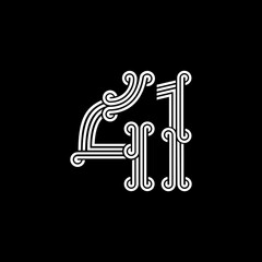 the logo consists of the number 4 and 1 combined. Outline and elegant.