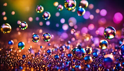 Obraz na płótnie Canvas abstract pc desktop wallpaper background with flying bubbles on a colorful background. aspect ratio 16:9 .