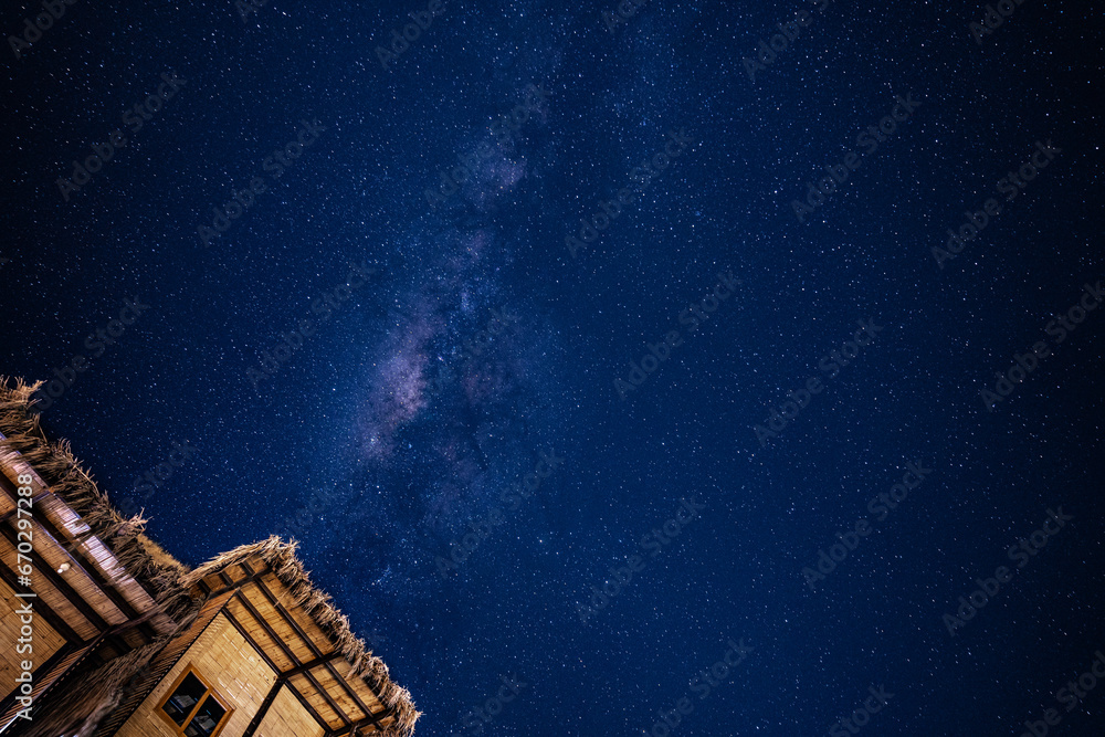 Wall mural milky way on the peruvian pacific coast. stars. night.