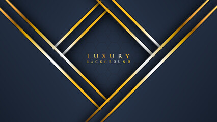 Luxury abstract background with golden lines on dark, modern black backdrop concept 3d style. Illustration from vector about modern template deluxe design.Suit for cover, banner, brochure, 