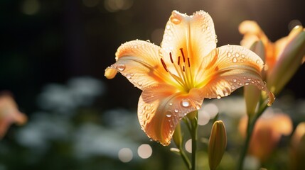 A Diamond Daylily against a soft, bokeh-filled background, shot in