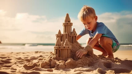 Foto op Canvas kid building a sandcastle generative ai © ThisDesign