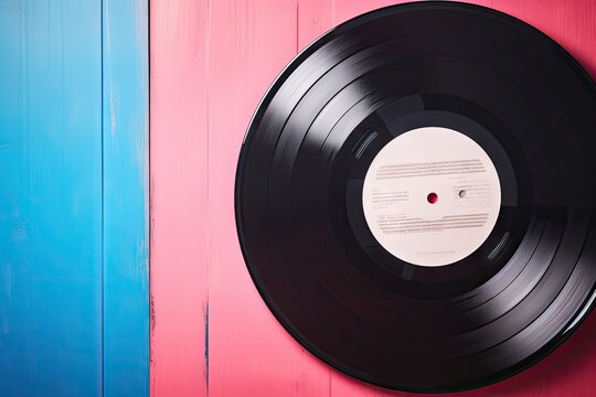 concept music retro background wooden blue pink records 70s 80s abstract aged analog art audio black blank classic colours colourful creative datum