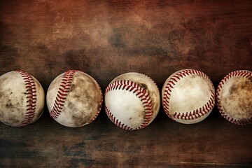center Focus Background Baseball Vintage Old abstract aged american ancient antique ball brown collection fashioned leather lot many nostalgia past repeat retro rustic sepia sport sporty texture tex