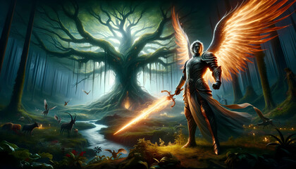 Mighty Cherubim guarding the tree of life. 