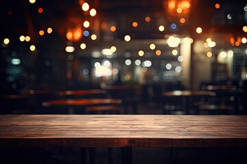 lights resturant background blurred abstract front table wooden image bar black blur blurry bokeh bright cafes city counter dark design desk display empty filter filtered sharpened food - obrazy, fototapety, plakaty