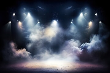 background entertainment studio smoke spotlight abstract beam blue bright club colours concert...