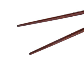 Pair of wooden chopsticks isolated on white
