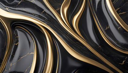 Abstract texture of black granite stone with quartzite and gold high resolution