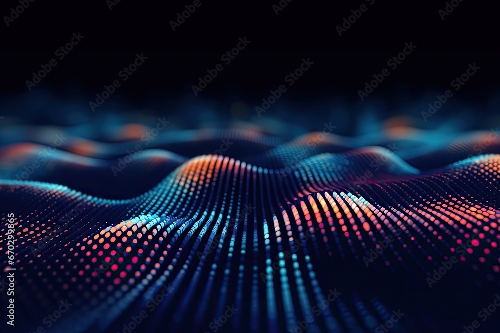 Poster rendering 3d lines dots interweaving background abstract sounds musical wave abstractanalysis audio 