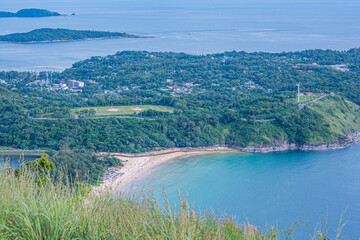 Landscape view of Promthep Cave  Phuket island in summer, Thailand. Phuket Thailand.