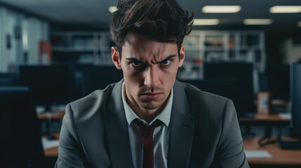 Fototapeta premium person expressing annoyance in an office generative ai