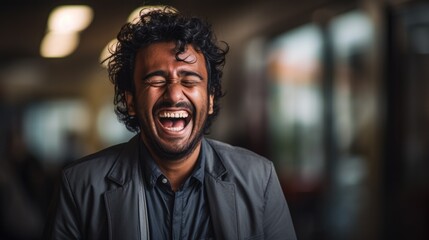 person expressing joy in an office generative ai