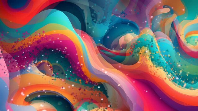 Abstract colorful wave video animation, seamless looping video animated background