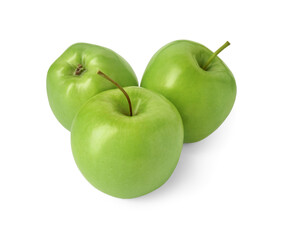 Fresh ripe green apples isolated on white