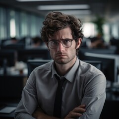 Obraz premium person expressing concern at work generative ai