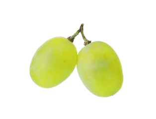 Two ripe green grapes isolated on white